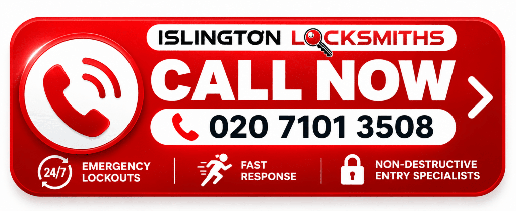 24 hour emergency locksmith in Islington – Call Islington Locksmiths on 020 7101 3508 for emergency lockouts and non-destructive door opening.